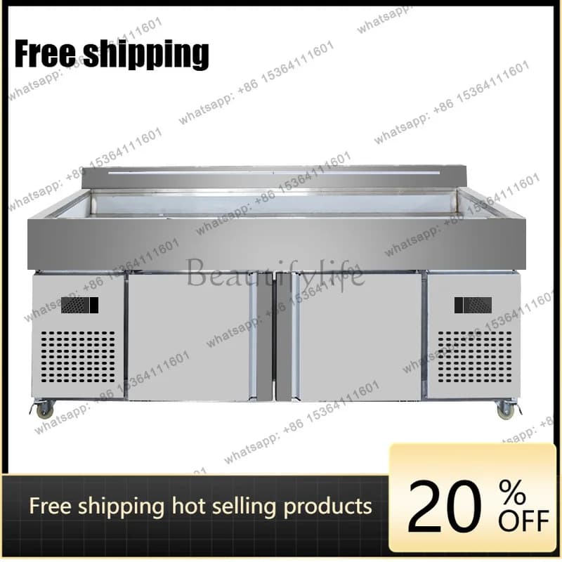 LS Supermarket Seafood Refrigerated Frozen Display Cabinet Chilled Fresh Preservation Table Cooked Food Fresh Cabinet