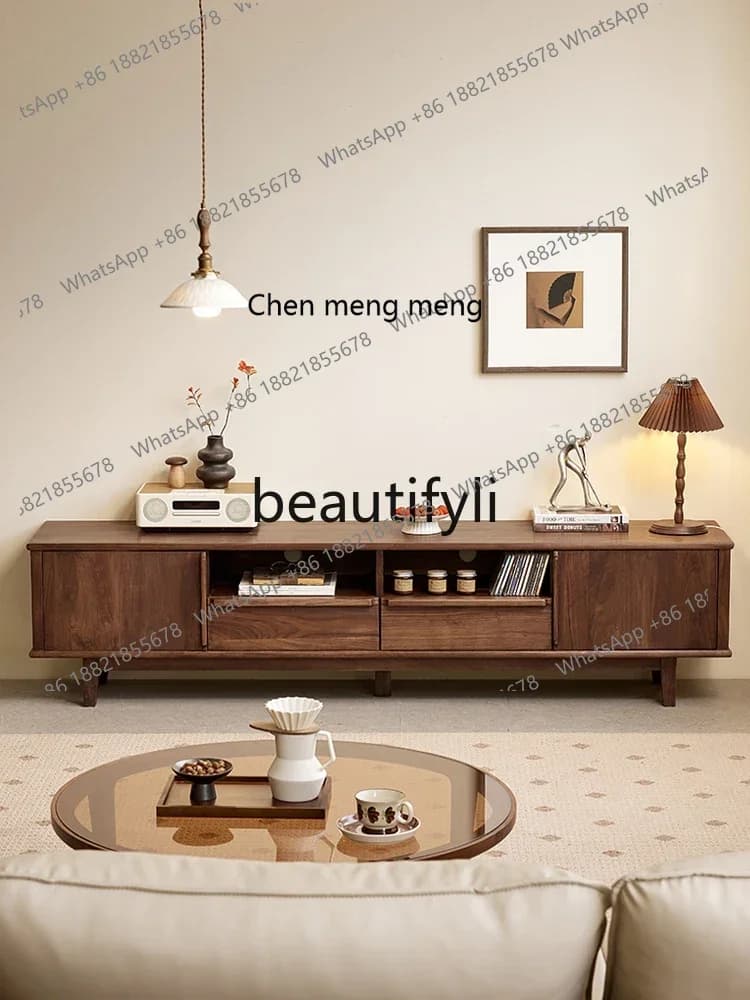 M178 North American black walnut TV cabinet Nordic solid wood TV cabinet Living room storage cabinet