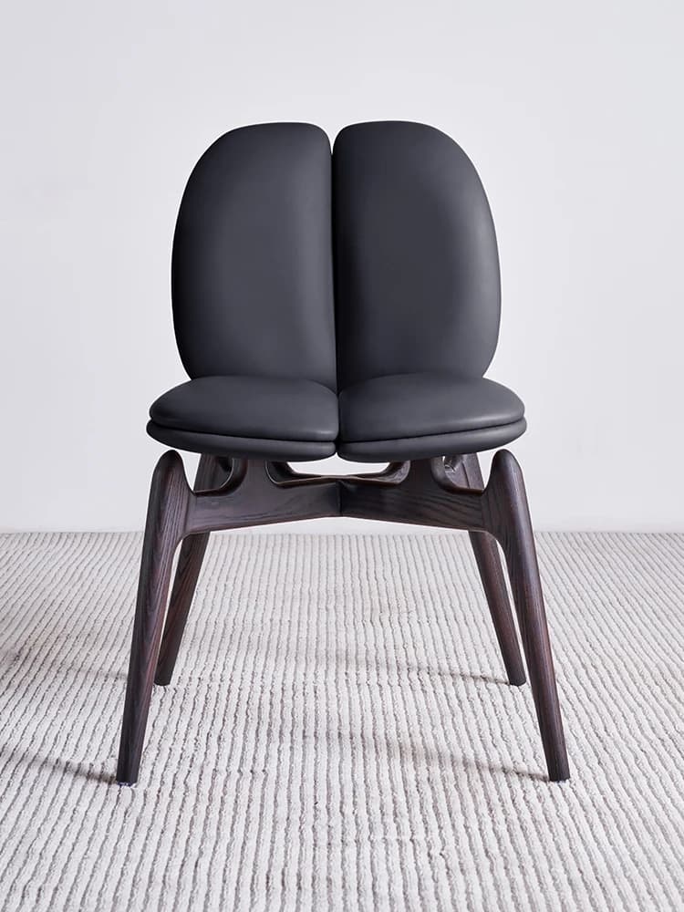 LH solid wood home restaurant leather chair high-end high-end minimalist chair