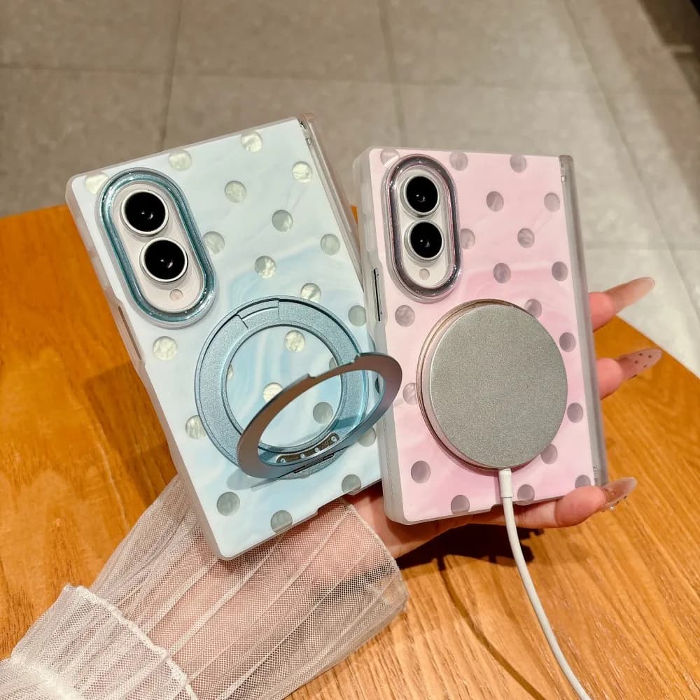 For Samsung Galaxy Z Fold 8 Wide 8 Ultra Protection Phone Case Magsafe PC Shell Magnetic Circular Dots With Holder Back Cover