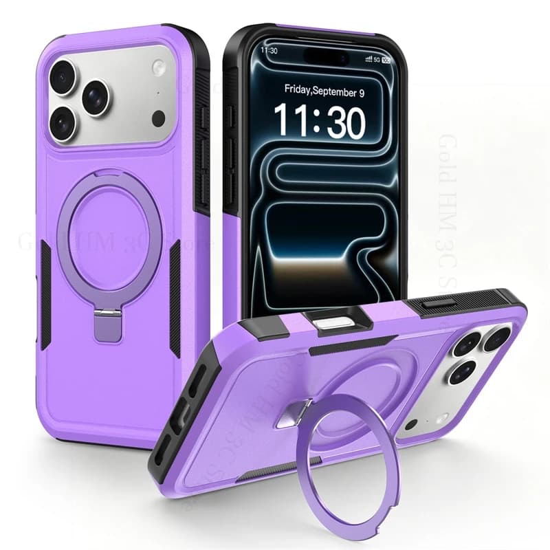 For iPhone 18 Pro Max Heavy Duty Armor Shockproof Case For Apple 17 18 16 15 Pro Max Magnetic Ring Holder Stand Protective Cover