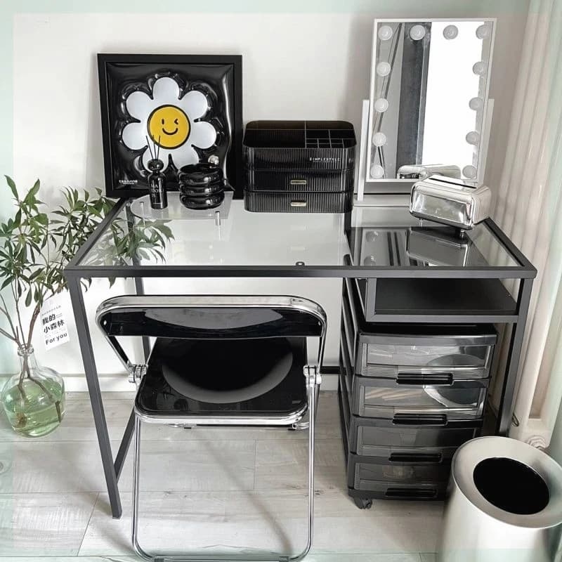Nordic Hidden Vanity Table Dest Black European Corner White Dressing Table Modern Saving Make Up Tafel Furnitures For Bedroom