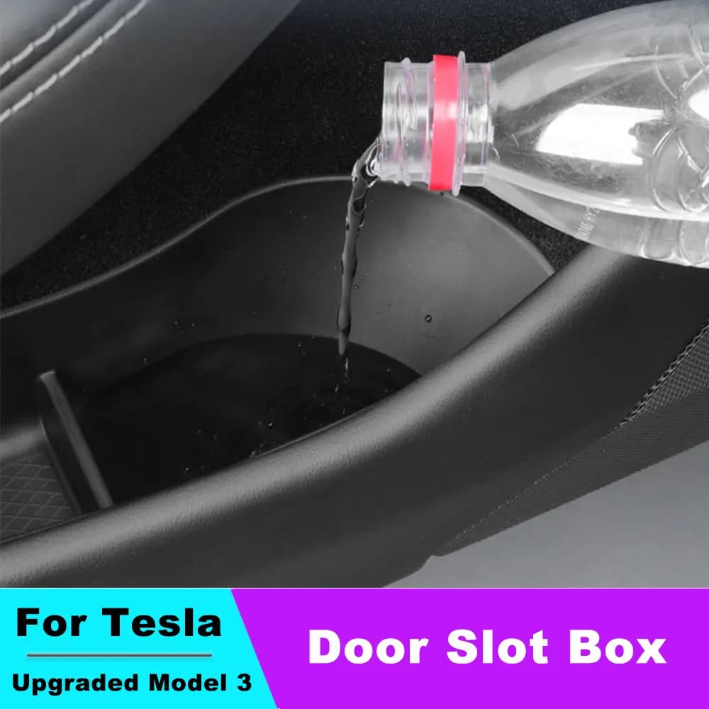 Car Door Side Storage Box For Tesla Model 3 Highland Waterproof TPE Door Handle Organizer Box 2023 2024 Car Accessories