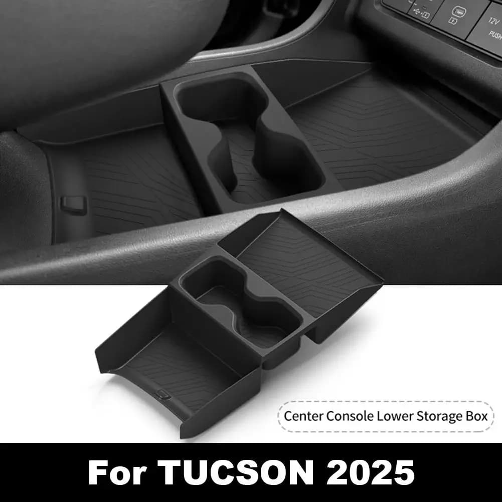 For Hyundai Tucson 2025 for Electronic Transmission Under Center Console Lower Storage Box Organizer Tray Black Car Accessories
