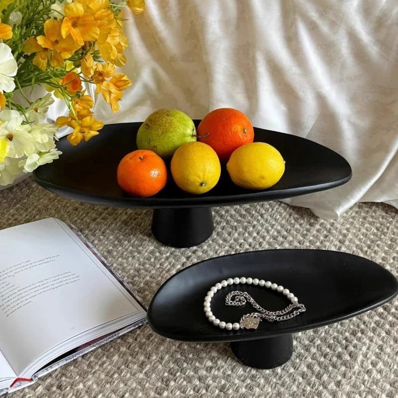 Resin High-footed Fruit Plate, Living Room Coffee Table Aromatherapy Jewelry Storage Tray Living Room Entrance Decorative Tray