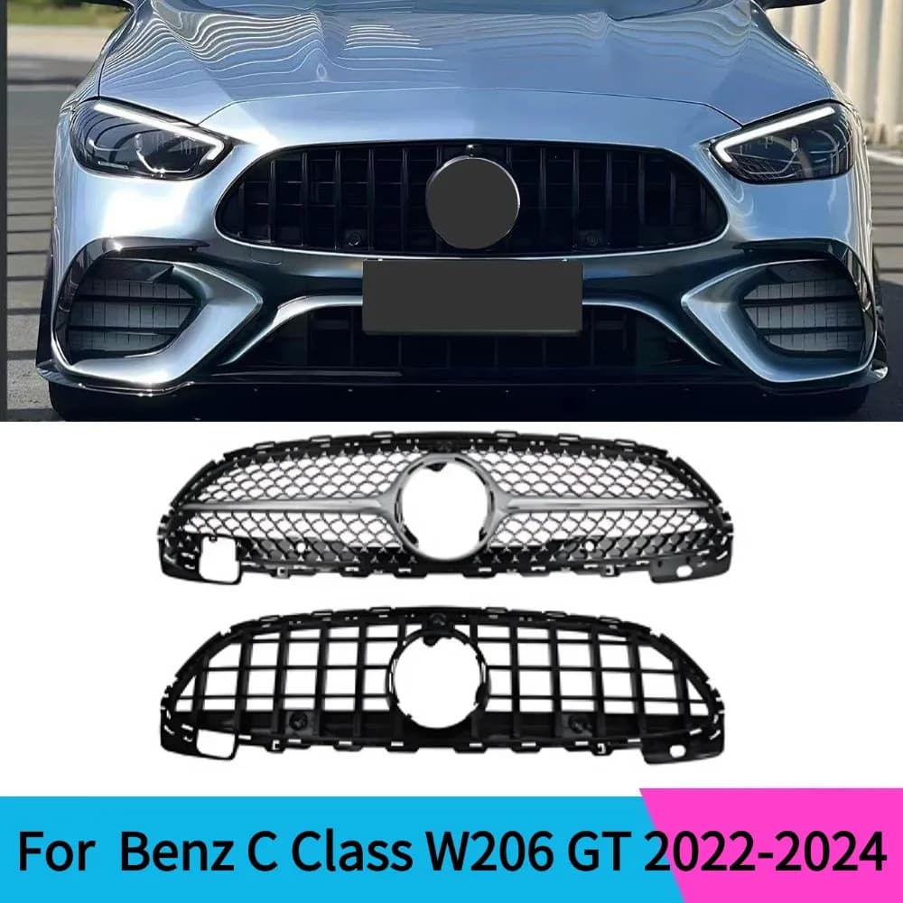 For Mercedes Benz C W206 2022-2024 Front Grille Bumper Grill Inlet Mesh Grid Tuning Accessory Perfect Match for C250 C200 C300