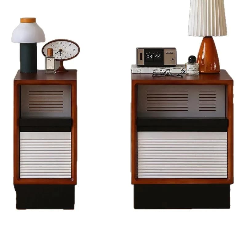 LMM medieval solid wood bedside table bedroom retro small apartment very narrow bedside bedside table