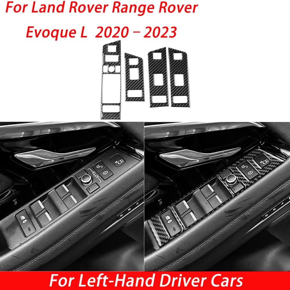 For Land Rover Range Rover Evoque L 2020–2023 Carbon Fiber Window Control Panel Automotive Interiors Accessories Trim Sticker