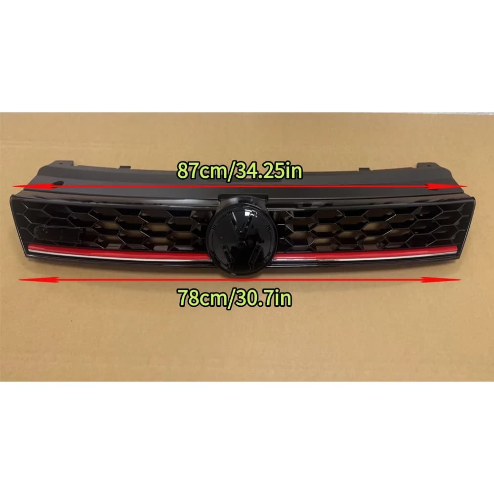 Honeycomb mesh front racing grille for Volkswagen Polo 2014-2018 GTI style front radiator grille bumper grille adjustment kit