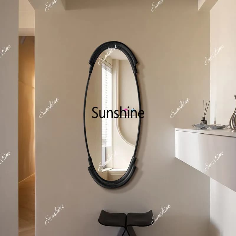 European retro full-body mirror antique living room full-length mirror entrance light luxury decorative mirror