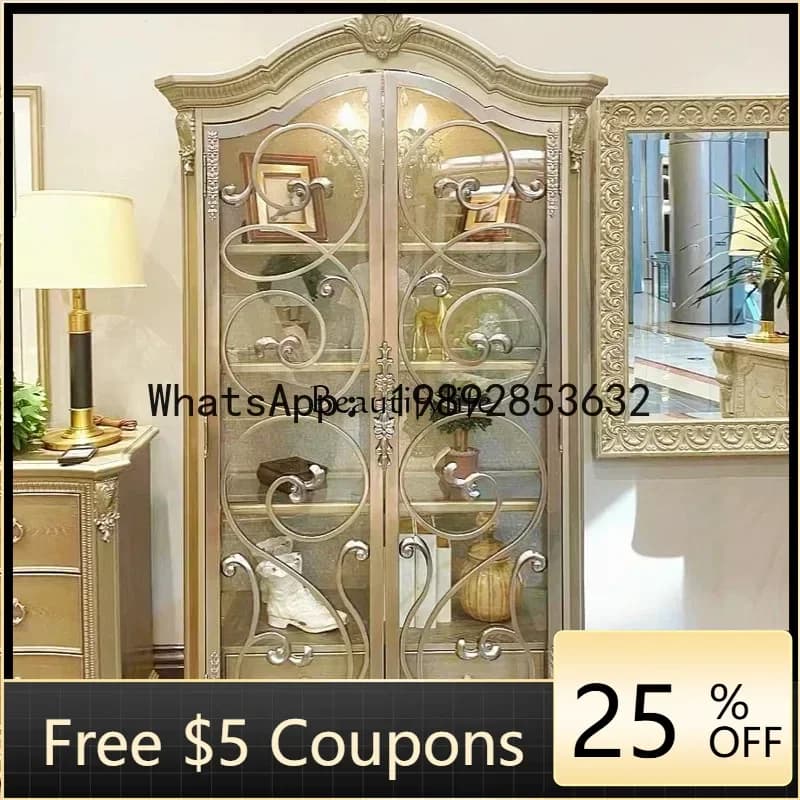 T26 solid wood wine cinet post-modern simple light luxury glass door display cinet