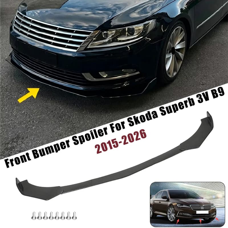 Sport Front Bumper Splitter Spoiler Lip For Skoda Superb 3V B9 2015-2026 5Pcs Adjustable Sectional Car Exterior Tuning Body Kit