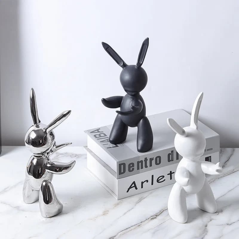 Cartoon figurine ceramic Jeff Koons Kung Fu Rabbit ornament TV cabinet wine cabinet foyer bedside home decoration