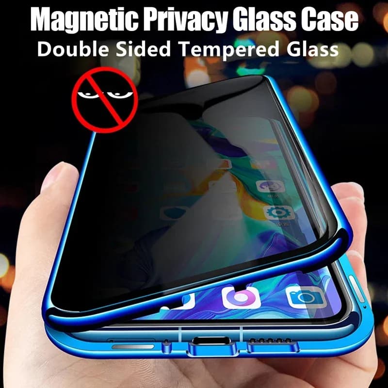 Anti Peeping Glass Metal Snap Lock Phone Case for Samsung Galaxy S22 S23 S24 Ultra Plus Degree Privacy Protection Magnetic Cover