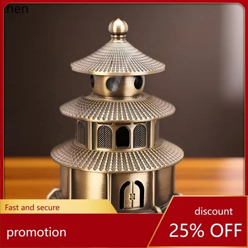 Cz brass incense burner - antique style, home decor, exquisite pagoda incense holder