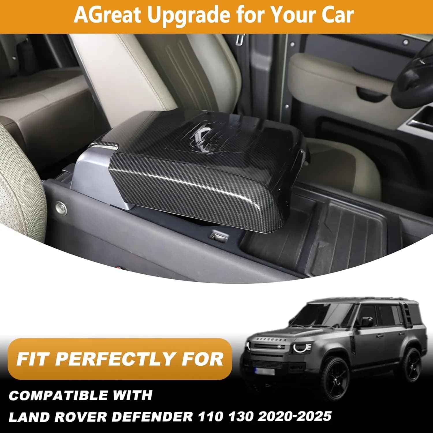 Carbon Style Car Armrest Seat Box Cover For Land Rover Defender 90 110 130 2020-25 Center Console Handrest Box Protection Cover