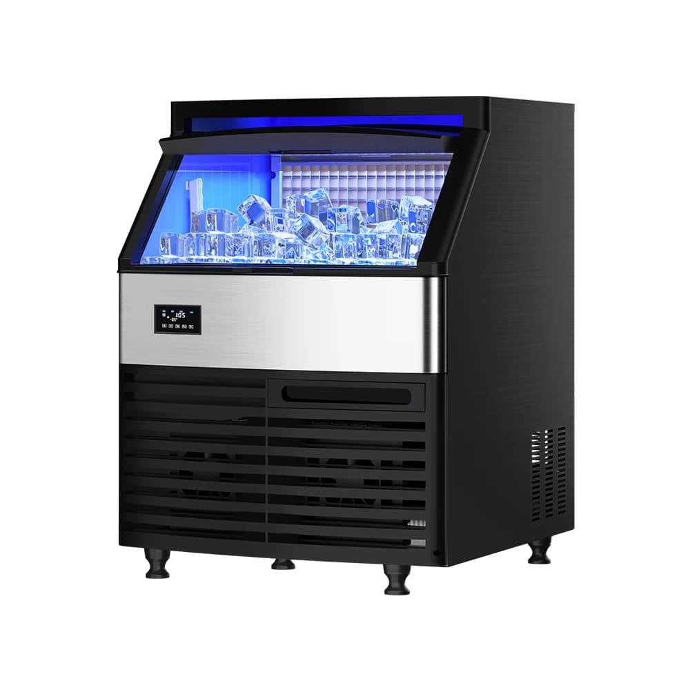 Commercial Clear Cube Ice Maker Stainless Steel Counter Large Capacity Ice Machine With Large Storage Bin