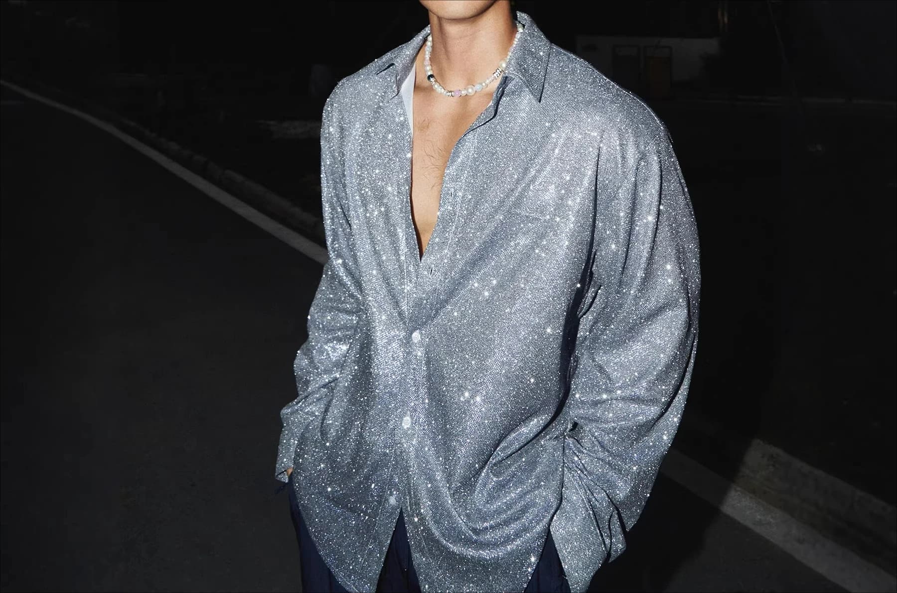 2026 Sequined Shiny Bead Reflective Shirt Men's and Women's Stage Wear