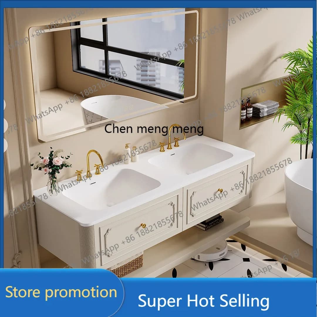 A6239 French light luxury bathroom cabinet combination rock slab seamless ceramic basin toilet washstand washbasin