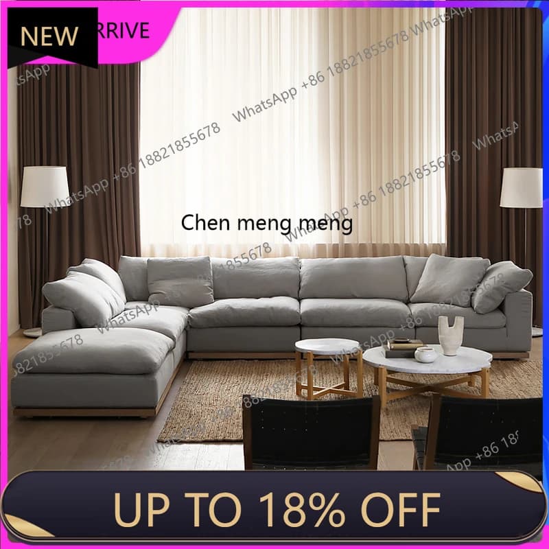 M78 Linen fabric sofa corner large flat layer down size apartment solid wood, cloud sofa