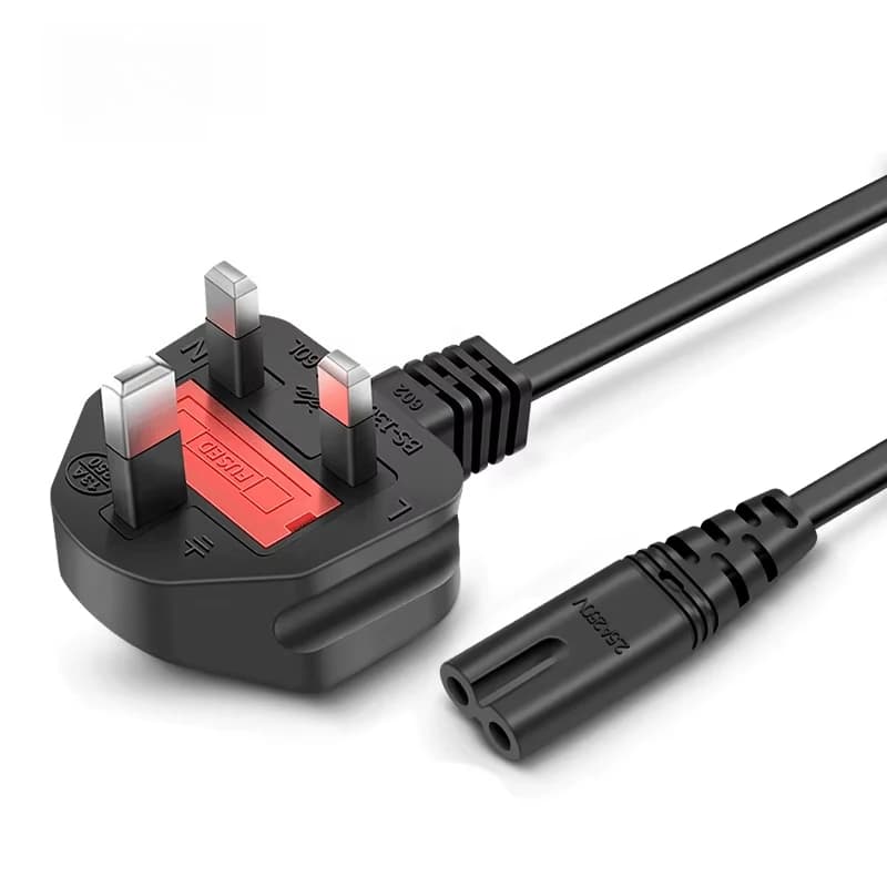 5pcs Power Cable Manufacturers Copper 2 Pin Uk Plug  2 Prong Ac Power Cord Universal Shape Pin UK C7 Power Cable