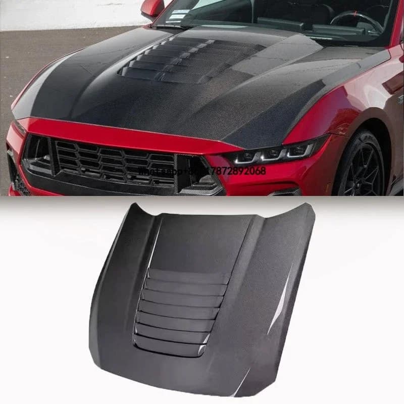 High Quality Carbon Fiber Hood Bonnet Engine Cover for Mustang S650 GT 2024-2025 Screw Mount Retrofit/Upgrade Front Cover Trim