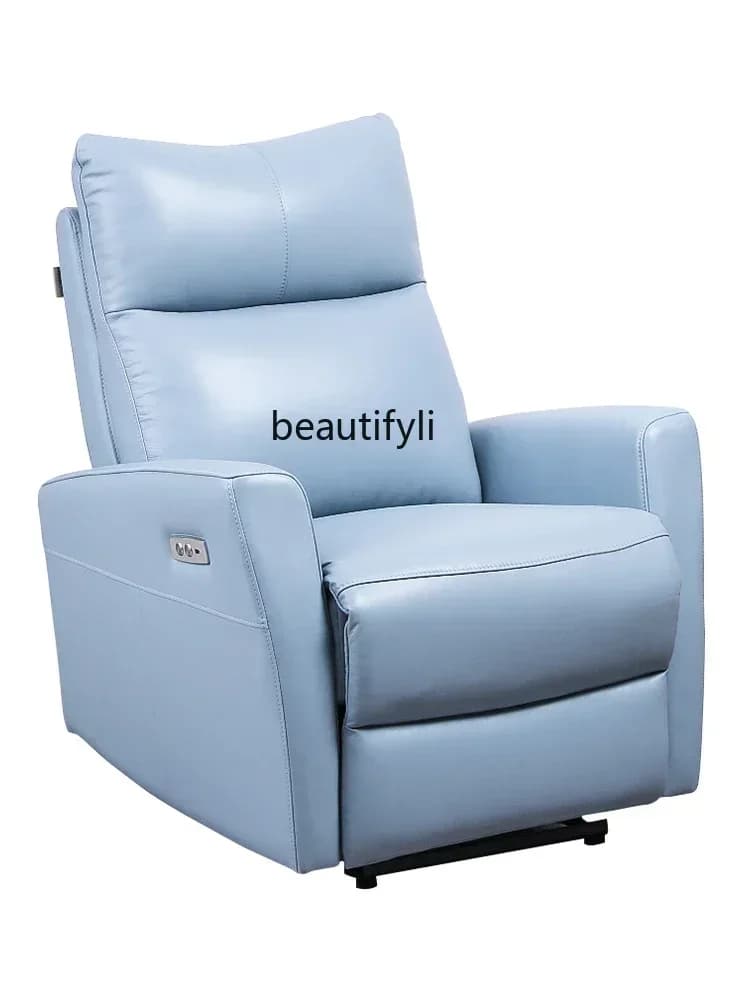 First Layer Cowhide Modern Simple Leisure Recliner Small Apartment Functional Living Room Single Leather Electric Sofa