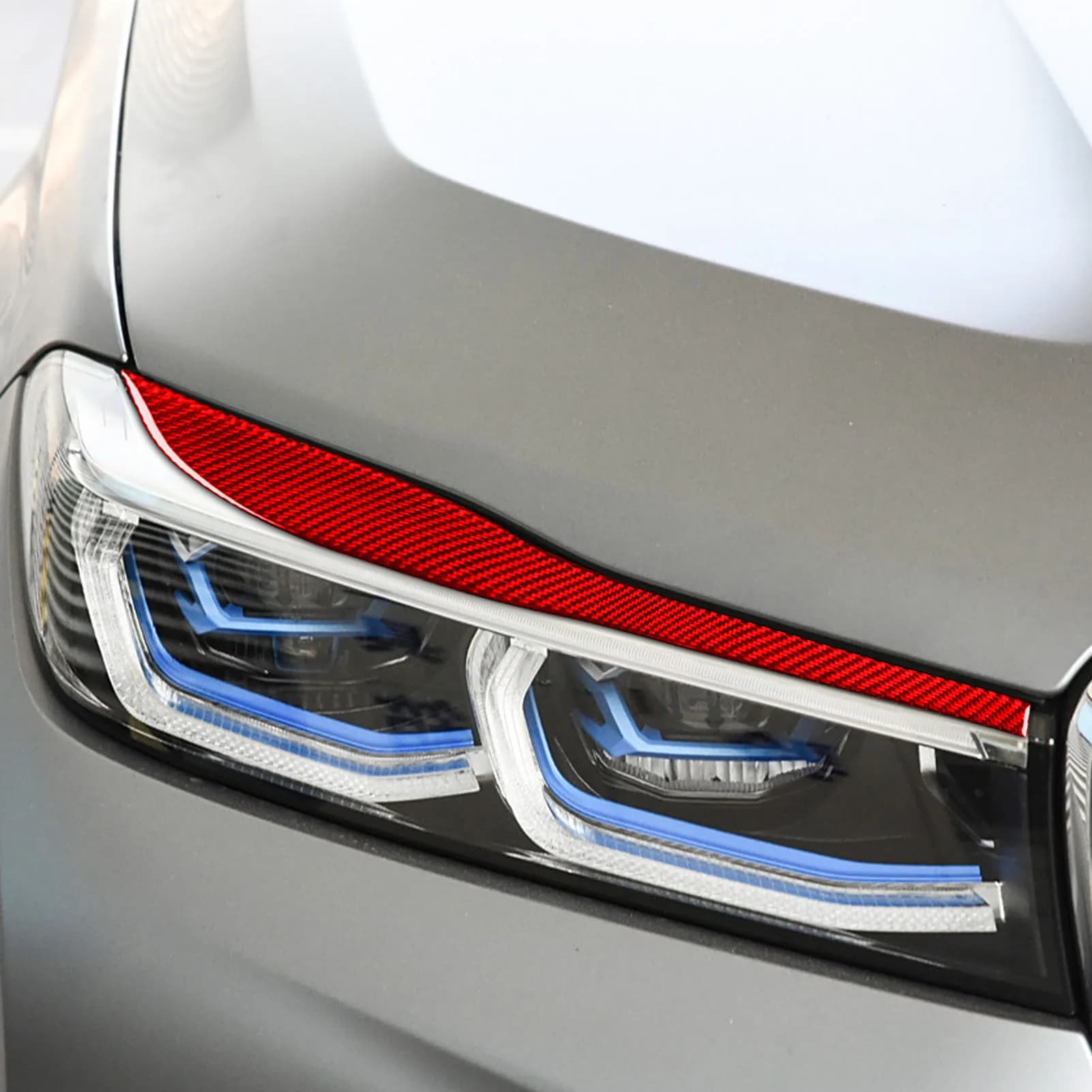 For BMW 7 Series G11 G12 2015–2022 Headlight Eyelid Eyebrow Panel Trim Real Soft Carbon Fiber Interior Car Accessories Stickers
