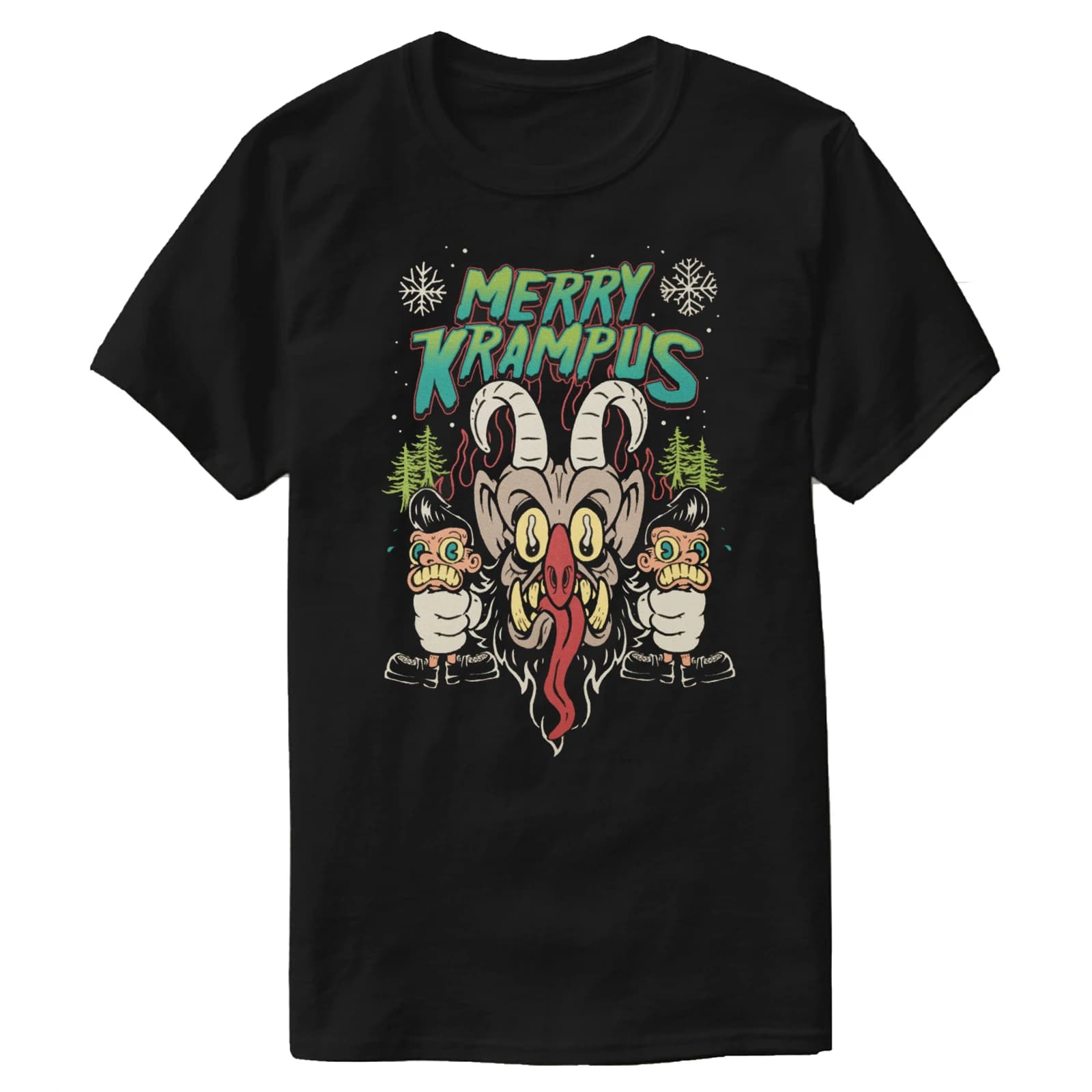 Merry Krampus Retro Neon T-Shirt 100% Cotton O-Neck Short Sleeve Summer Casual Mens T-shirt Size S-3XL