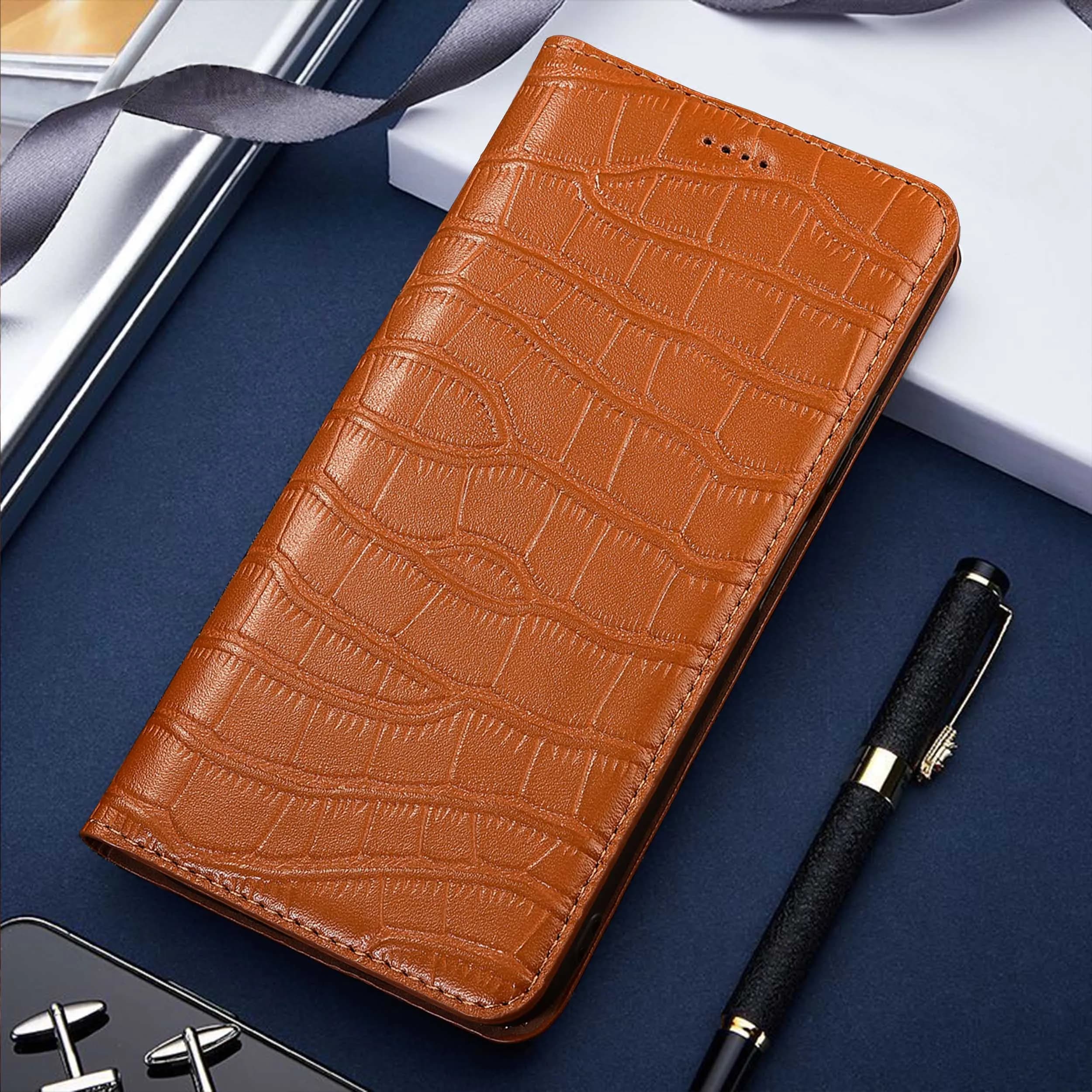 Genuine Leather Phone Case For Ulefone Armor Mini 20 20T 13 14 15 16 17 18 18T Pro Crocodile Belly Pattern Of Flip Cover Case