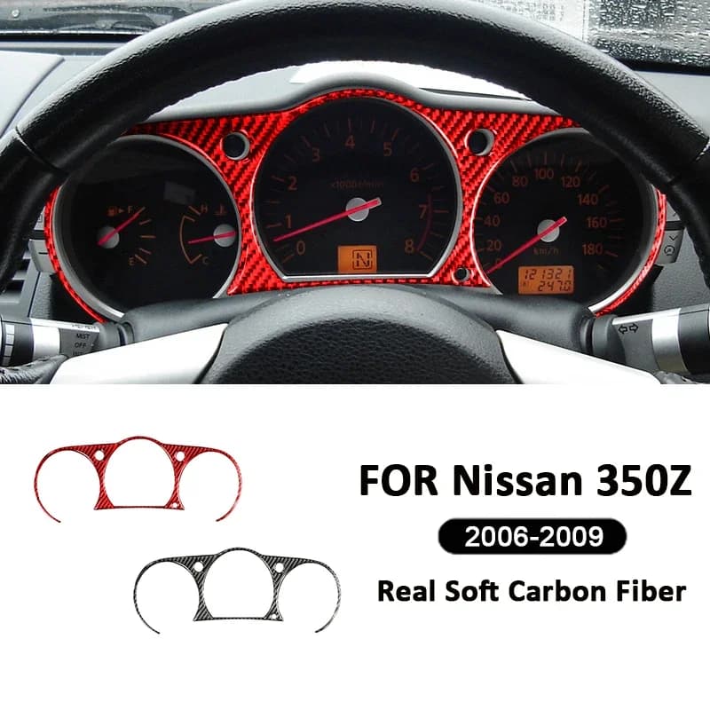 Carbon Fiber Car Dashboard Instrument Panel Frame Cover Decoration Sticker For Nissan 350Z 2006-2009 Auto Interior Accessories