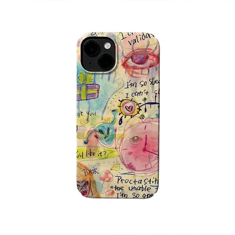 Ins Korean Colorful Crayon Graffiti Phone Case for IPhone 17 16E 15 14 Plus 13 Mini 11 Pro Max 12 Pro Back Cover XS XR SE Case
