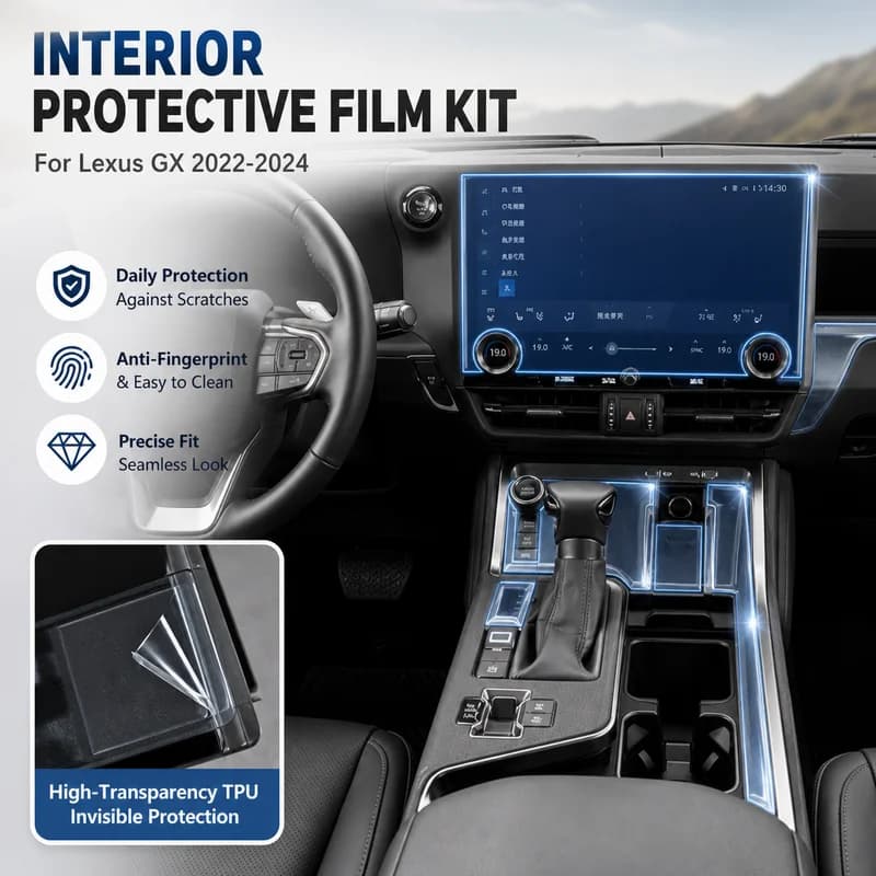For Lexus GX 2022-2024 Interior Protective Film Navigation Screen Film Gear Shift Center Console Trim Refit Kit