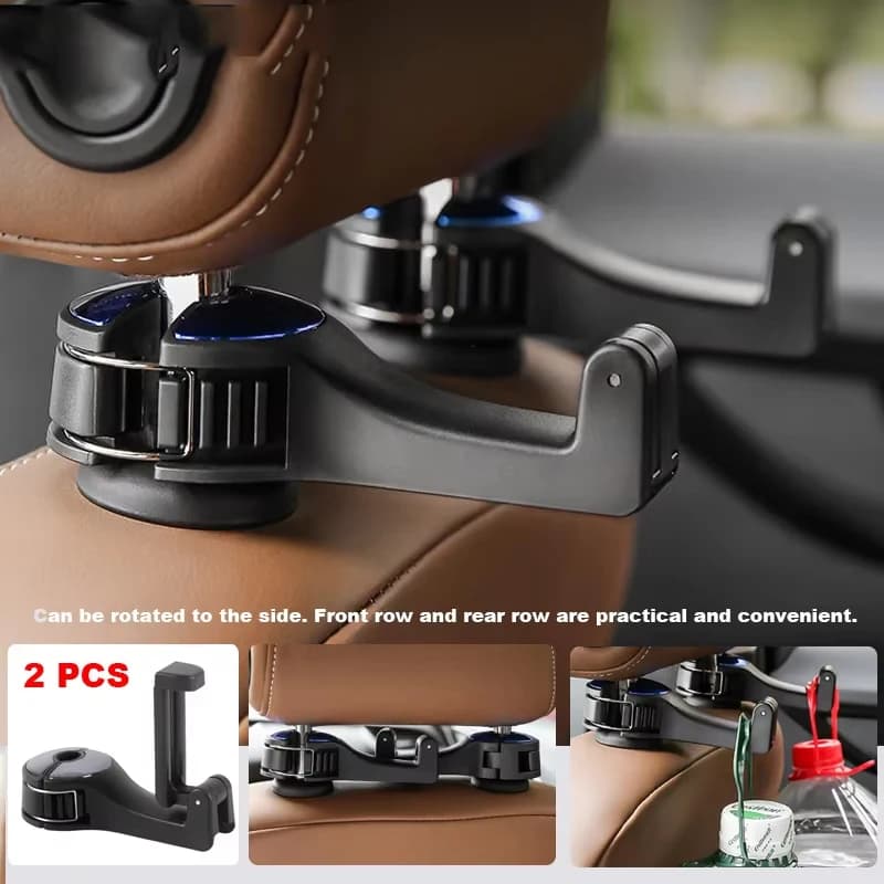 2-in-1 Multi-functional Car Headrest Phone Holder Hidden Rear Seat Lock Type Mobile Phone Hook for Vehicle