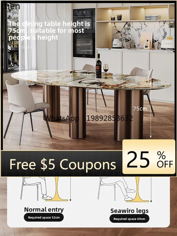 HH  natural luxury stone dining table living room home villa dining room irregular dining table