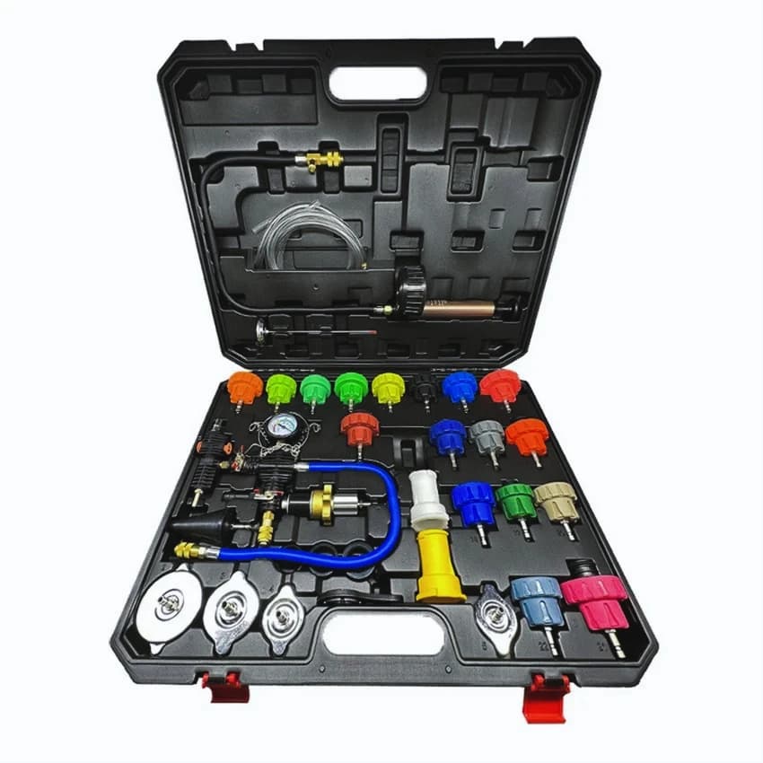 Juego  herramientas  reparación  coche, probador  presión  radiador Universal, sistema  refrigeración, tanque  agua, herramienta