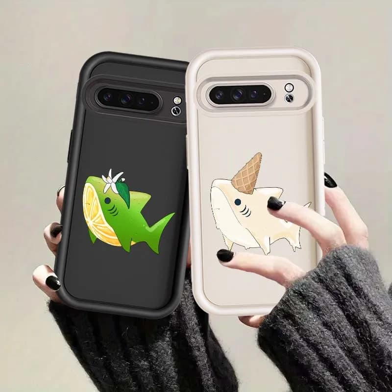 Cute Shark Art Creations For Google Pixel 9 8A 8 7A 7 Soft Eye Ladder Phone Case Cover