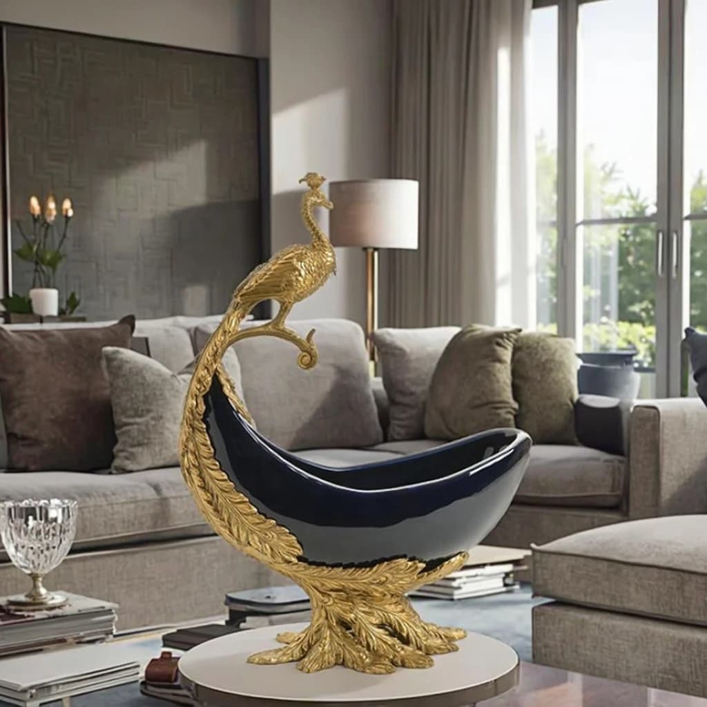 &c Wholesale Luxury Peacock Home Decor Accessories Ceramic and Brass Storage for Garden From China