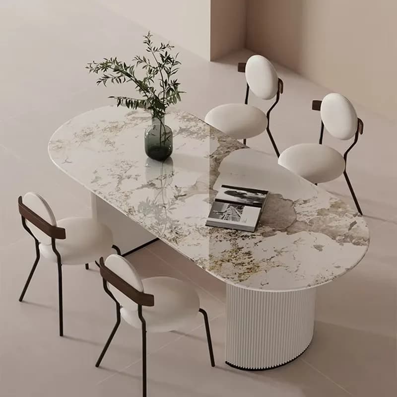 Waterproof Oilproof Dining Table Modern Unique Floor Marble Mobile Restaurant Tables Nordic Design Mesa De Jantar Home Furniture