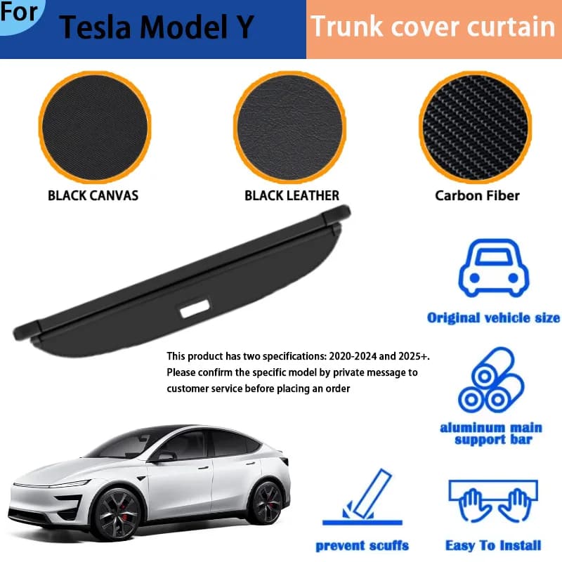 Suitable for Tesla Model Y Trunk Curtain, Rear Trunk Storage Partition, Bezel, Interior Modification Accessories