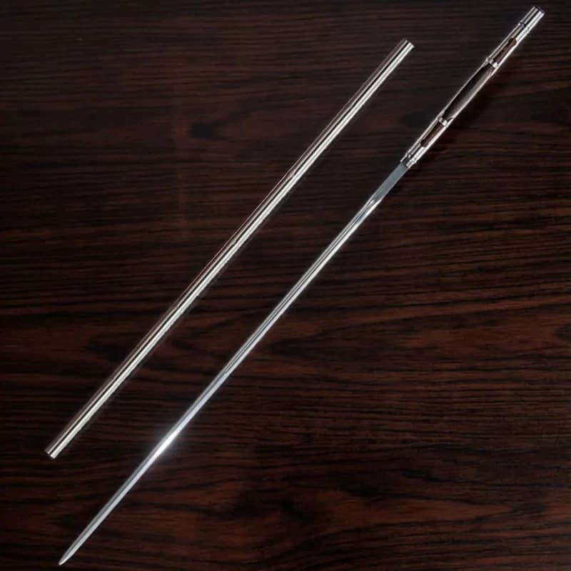 Cold Hook Slender Tang Sword Manganese Steel Blade Stainless Steel Scarbbard Martial  Sword Arts Collectible Decor Gift
