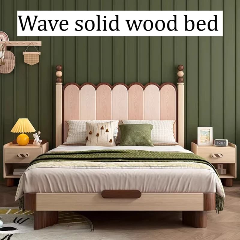 150x200cm Full Wooden Double Bed Headboard Frame Japanese High Double Beds Modern Kids Queen Size Clearance Bedroom Furnitures