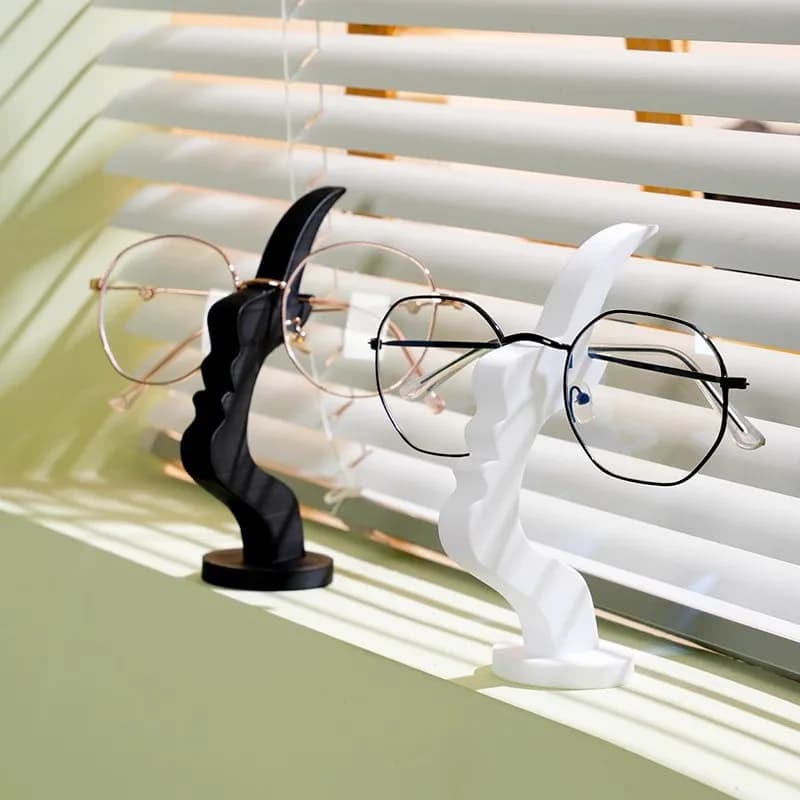 Modern Face Shape Glasses Stand Stable Base Desktop Organizer Office Desk Accessory Contemporary Home Decor Display Holder