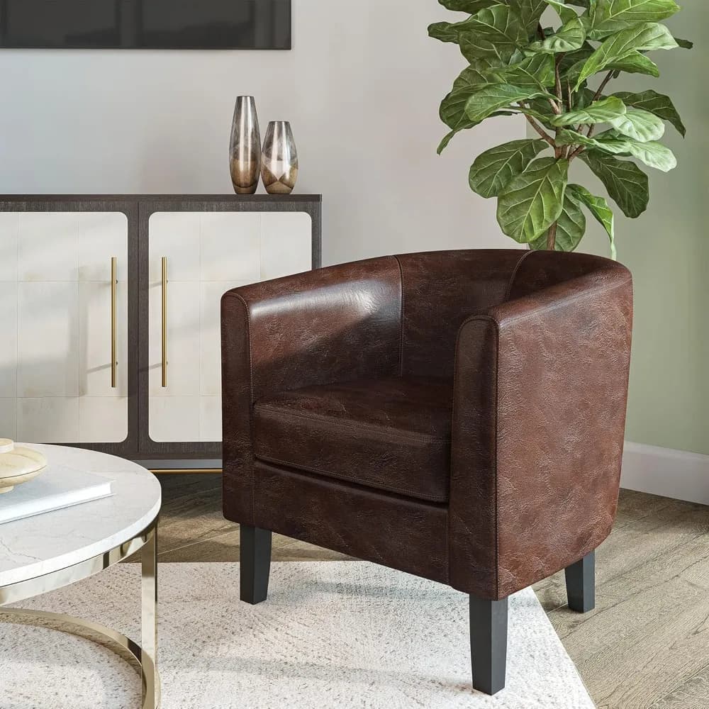 Accent Barrel Chair, Club Tub Sofa Corner Chair with Flared Legs and Cozy Soft Padding for Living Room Bedroom Waiting Room