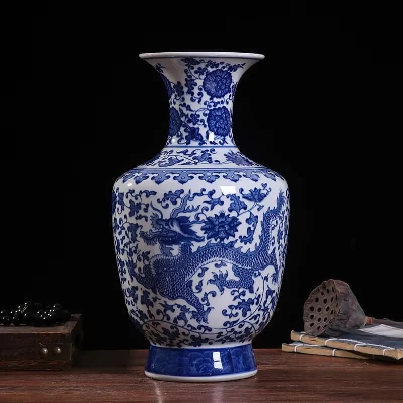 32cm/Ceramic Vase Blue And White Thin Bodied Porcelain Home Classical Shelf Bedroom Living Room Chinese Table Jingdezhen Ornamen