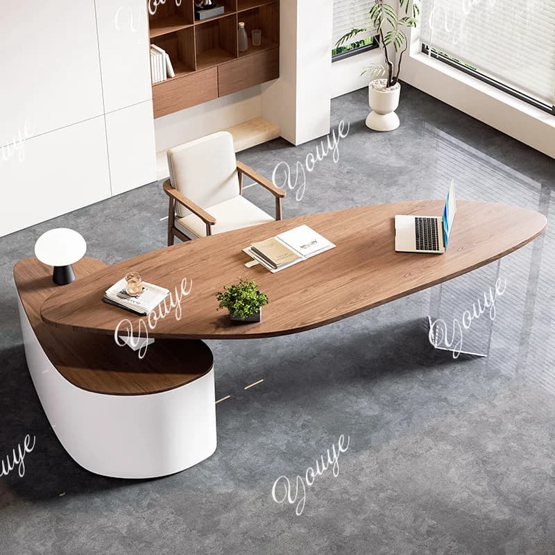 Light luxury high-end designer desk Modern simple special-shaped desk Information desk Solid wood