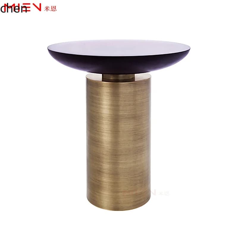 CZ-1  designer light luxury exquisite sofa metal edge mobile round marble corner