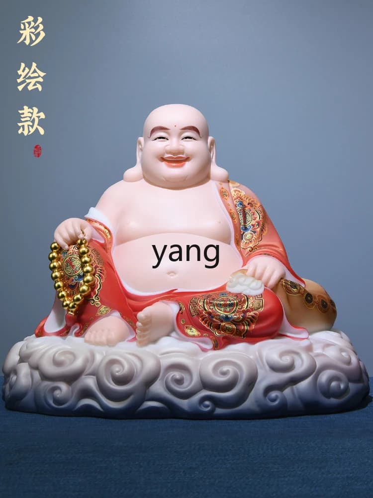 LTT wide-body Maitreya Buddha Bodhisattva big-bellied smiling Buddha statue marble painted living room lucky ornament