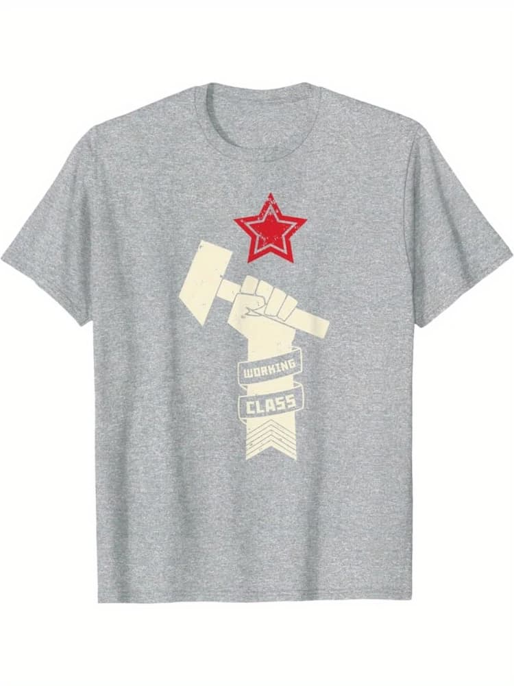 Retro Proletariat Russia USSR Soviet Union CCCP-with Hammer & Sickle Design-100% cottonshort-sleeved men's printed T-shirt.