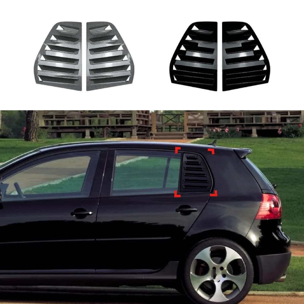 For VW Golf 5 MK5 5 Doors 2003-2010 Car Rear Louver Window Side Shutter Cover Trim Sticker Vent Scoop  Carbon Fiber Look ABS